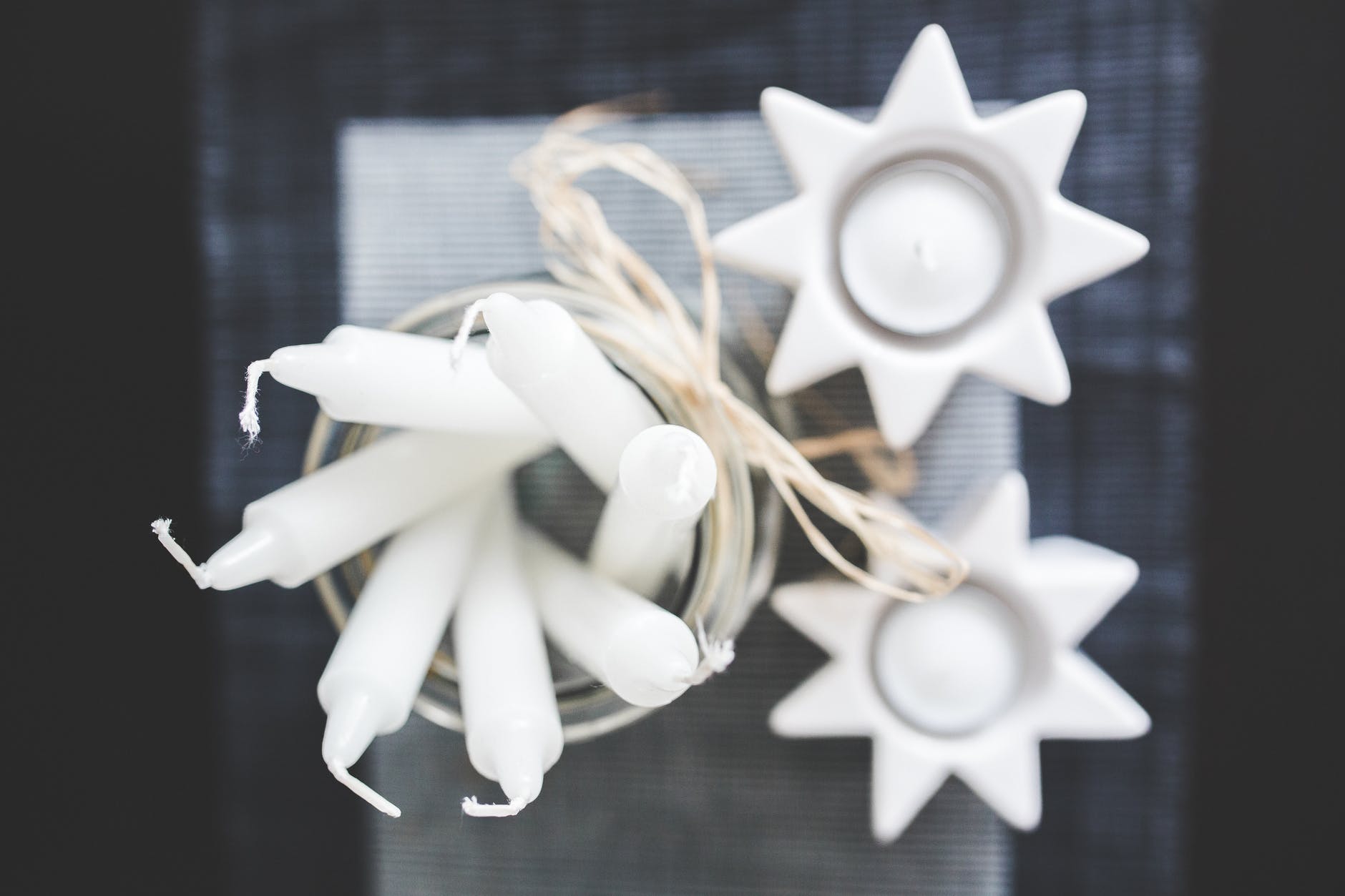 top view of white candles