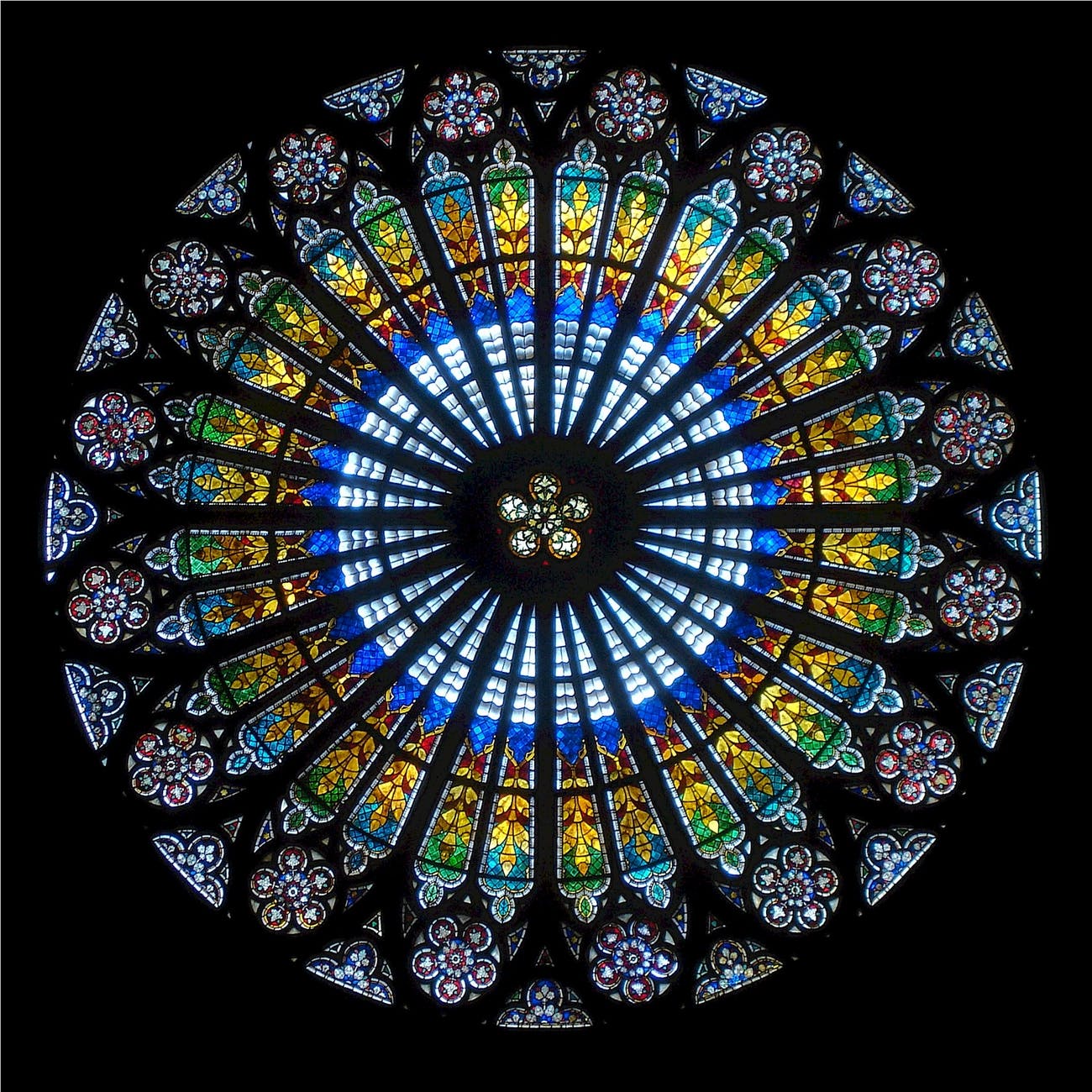 green black yellow round window