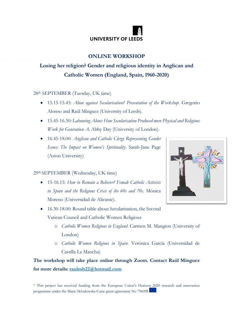Simposio online :Losing her religion? Gender and religious identity in Anglican and Catholic Women (England, Spain, 1960-2020)