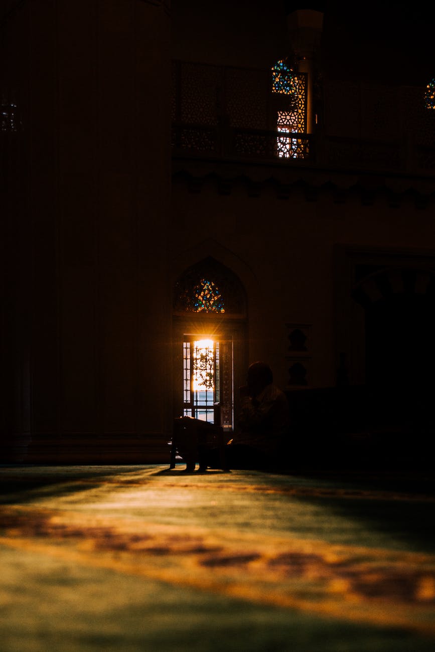 dark interior of a mosque